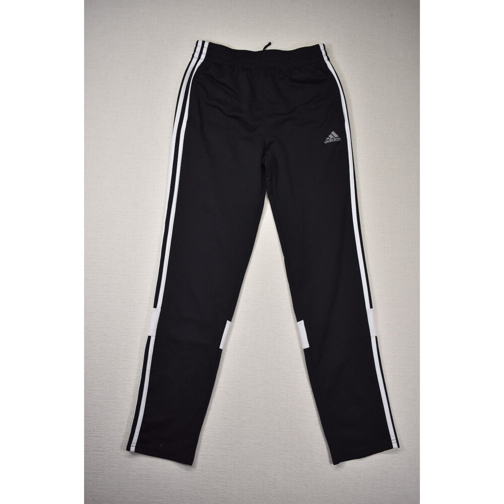 Adidas Youth Large 14-16 Black White Three Striped Active Soccer Track Pants